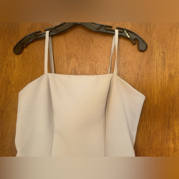 Beige Summer Sheath Dress Spagetti Straps Size 4 Sleeveless Neutral Officewear - Picture 3 of 11